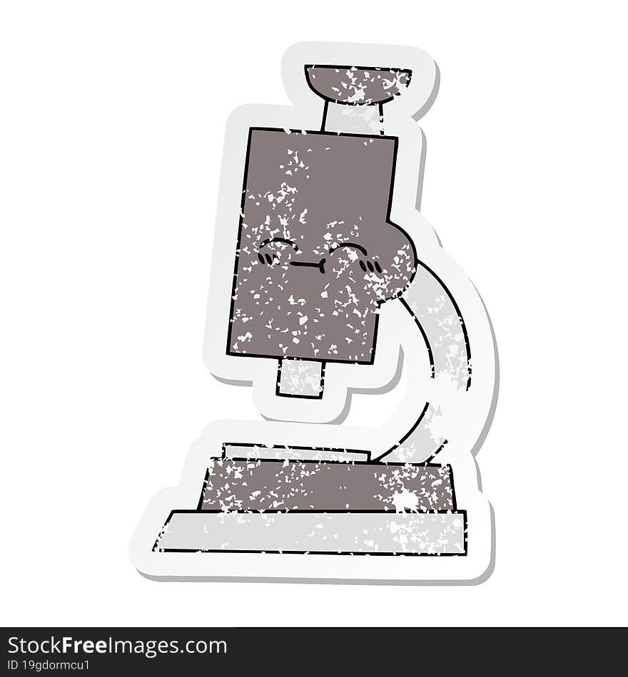 distressed sticker of a cute cartoon microscope