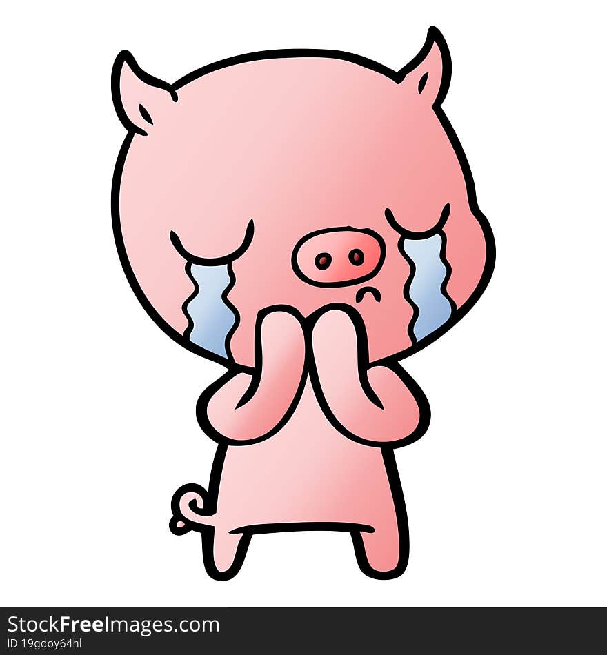 cartoon pig crying. cartoon pig crying