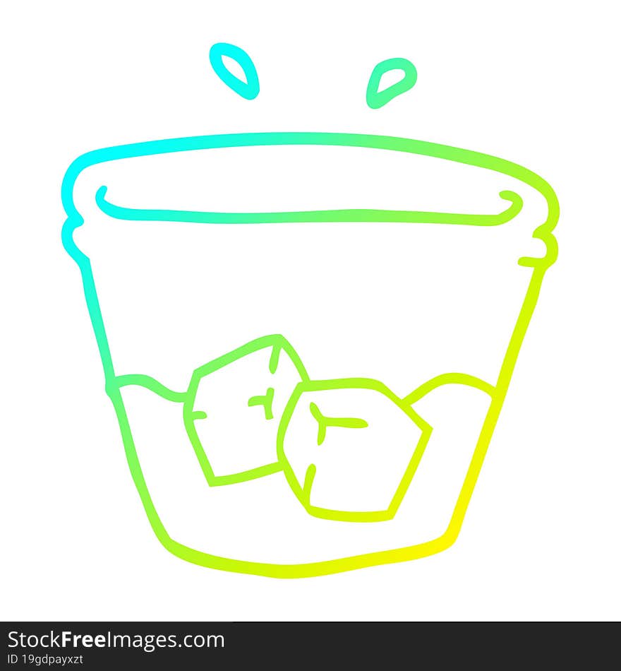 cold gradient line drawing of a cartoon water and ice