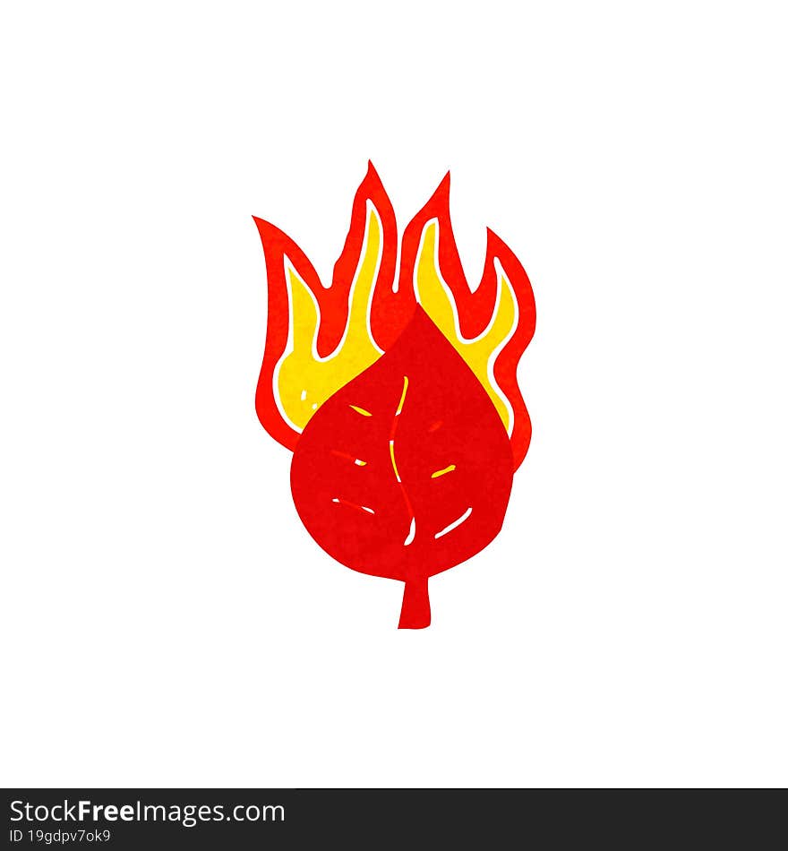 Cartoon Leaf On Fire Symbol