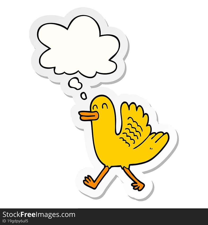 Cartoon Duck And Thought Bubble As A Printed Sticker