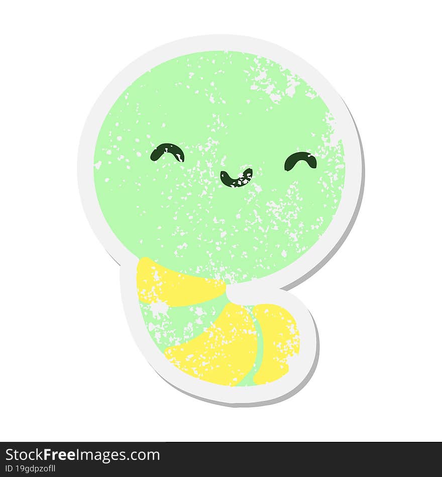 Cute Little Worm Grunge Sticker