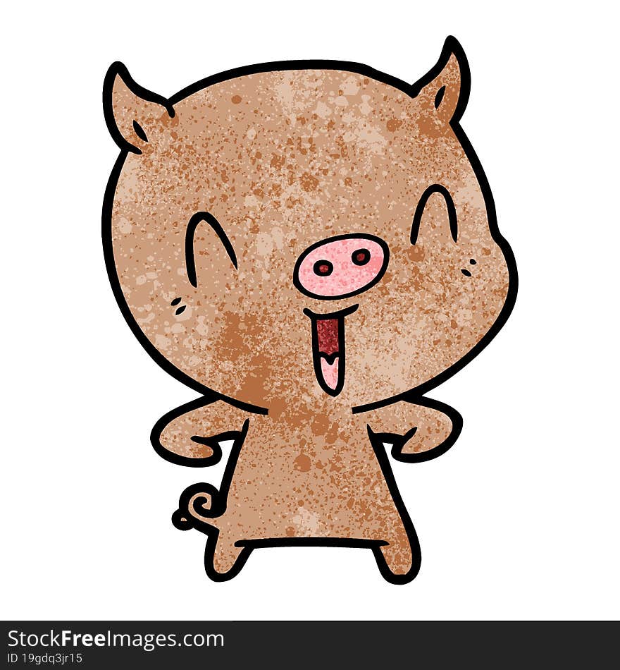 happy cartoon pig. happy cartoon pig