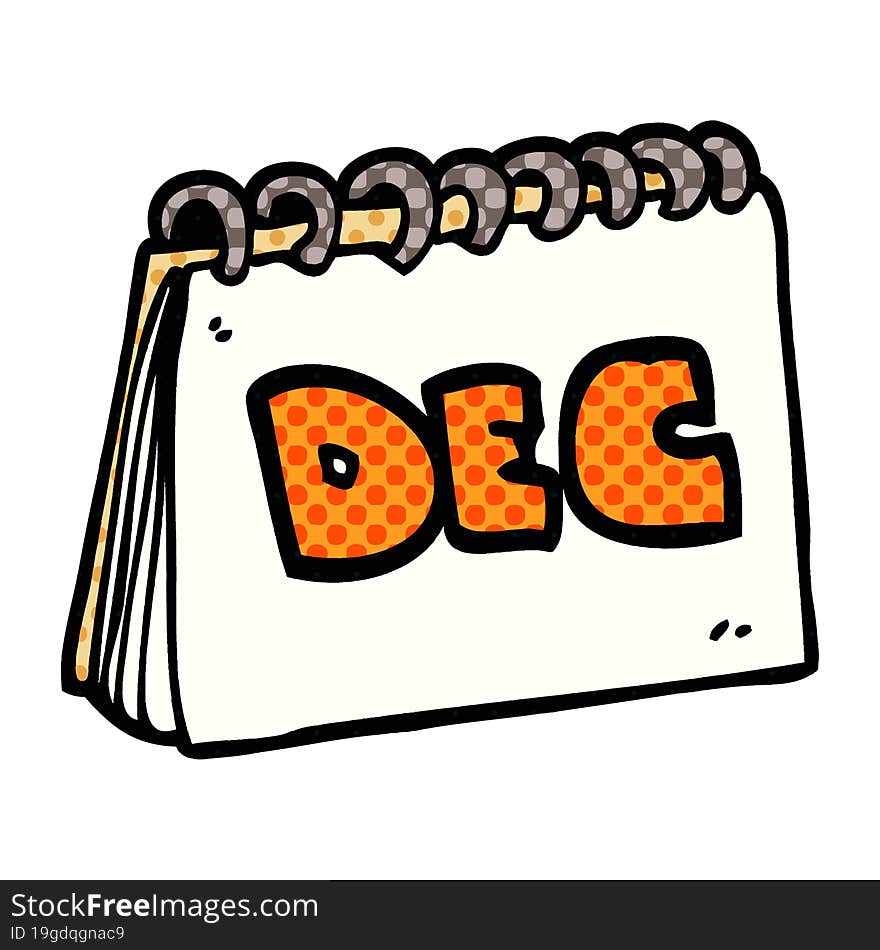 Cartoon Doodle Calendar Showing Month Of December