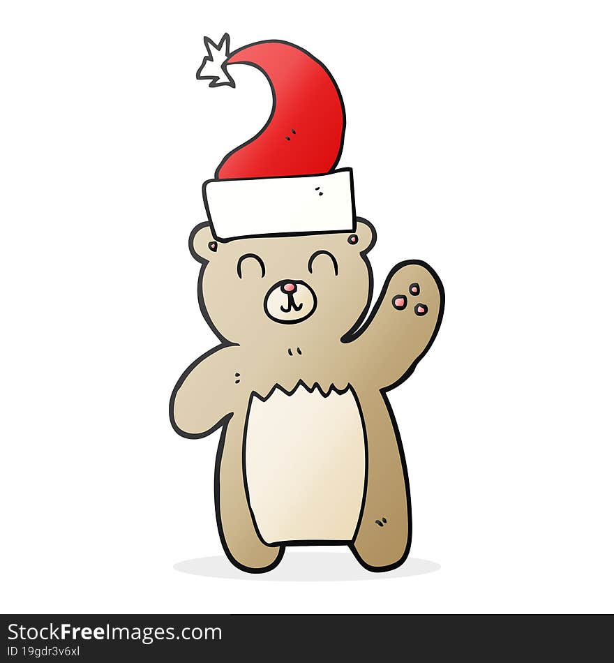 cartoon teddy bear waving