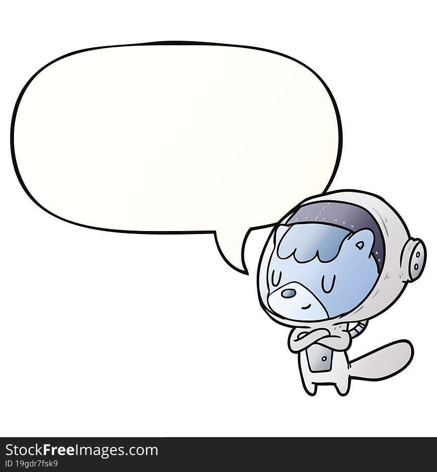 Cartoon Cat Astronaut Animals And Speech Bubble In Smooth Gradient Style