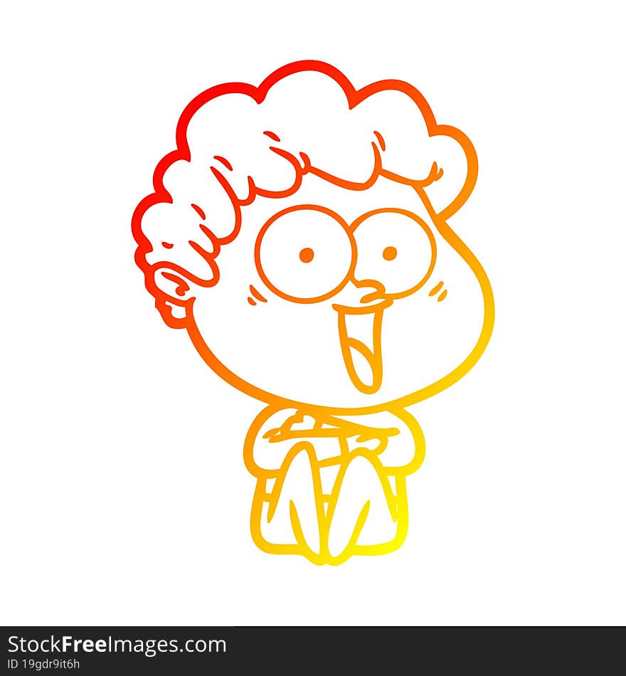 warm gradient line drawing of a excited man cartoon