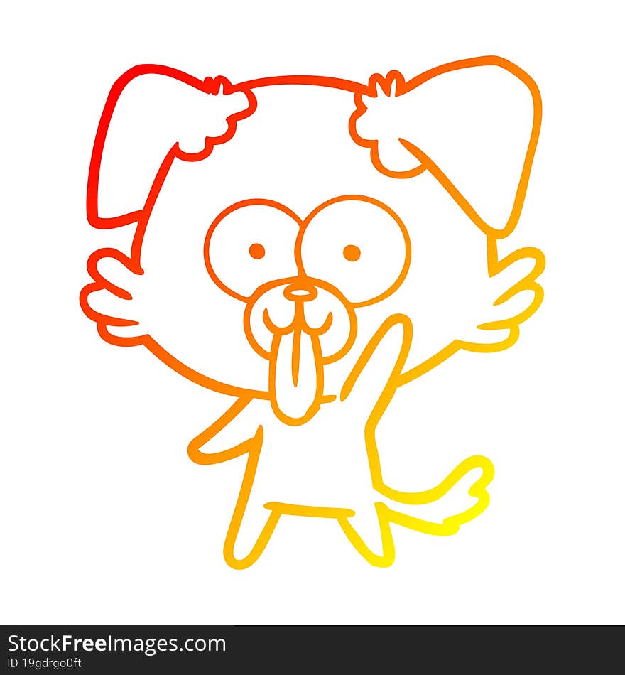 warm gradient line drawing of a cartoon dog with tongue sticking out