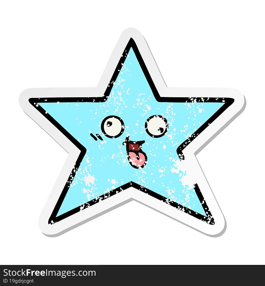 distressed sticker of a cute cartoon star fish