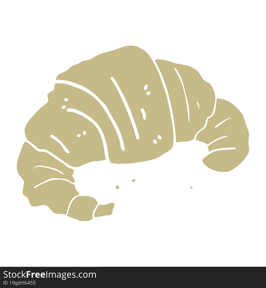 flat color illustration of a cartoon croissant