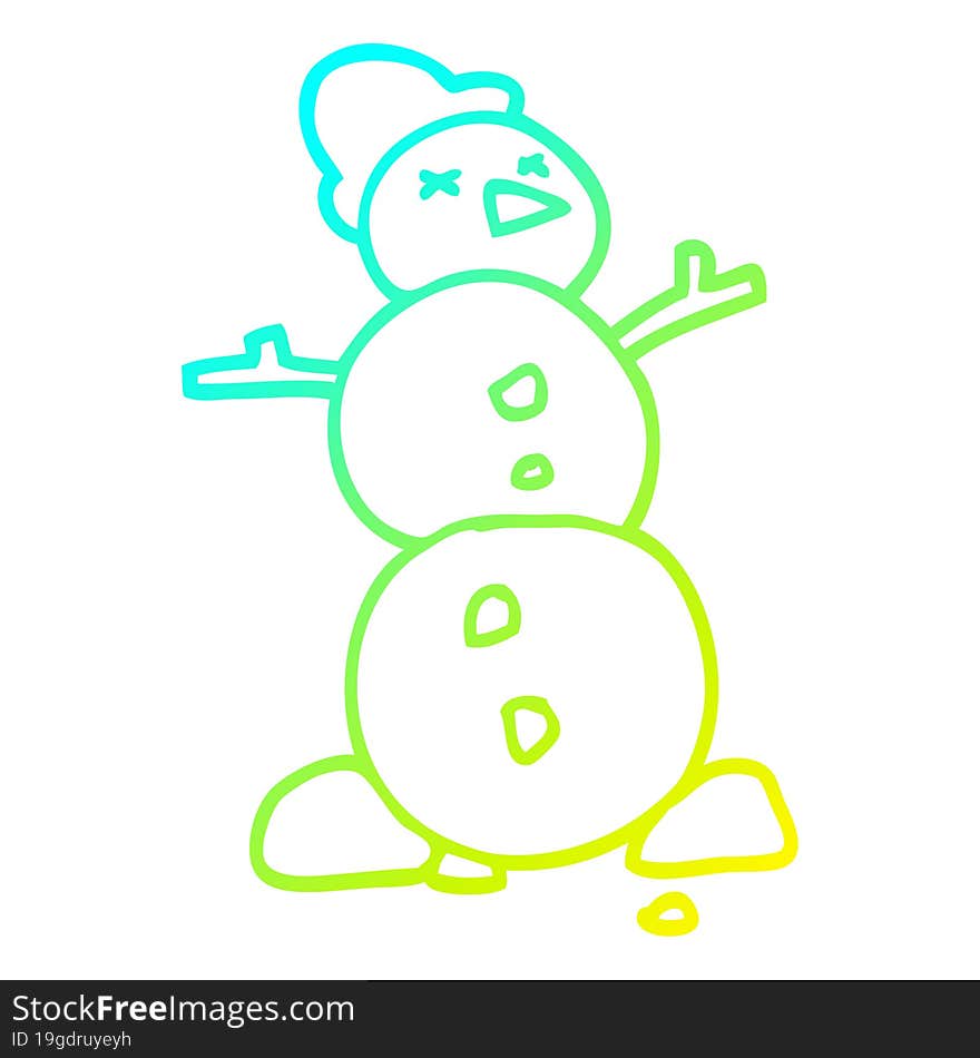 cold gradient line drawing cartoon traditional snowman