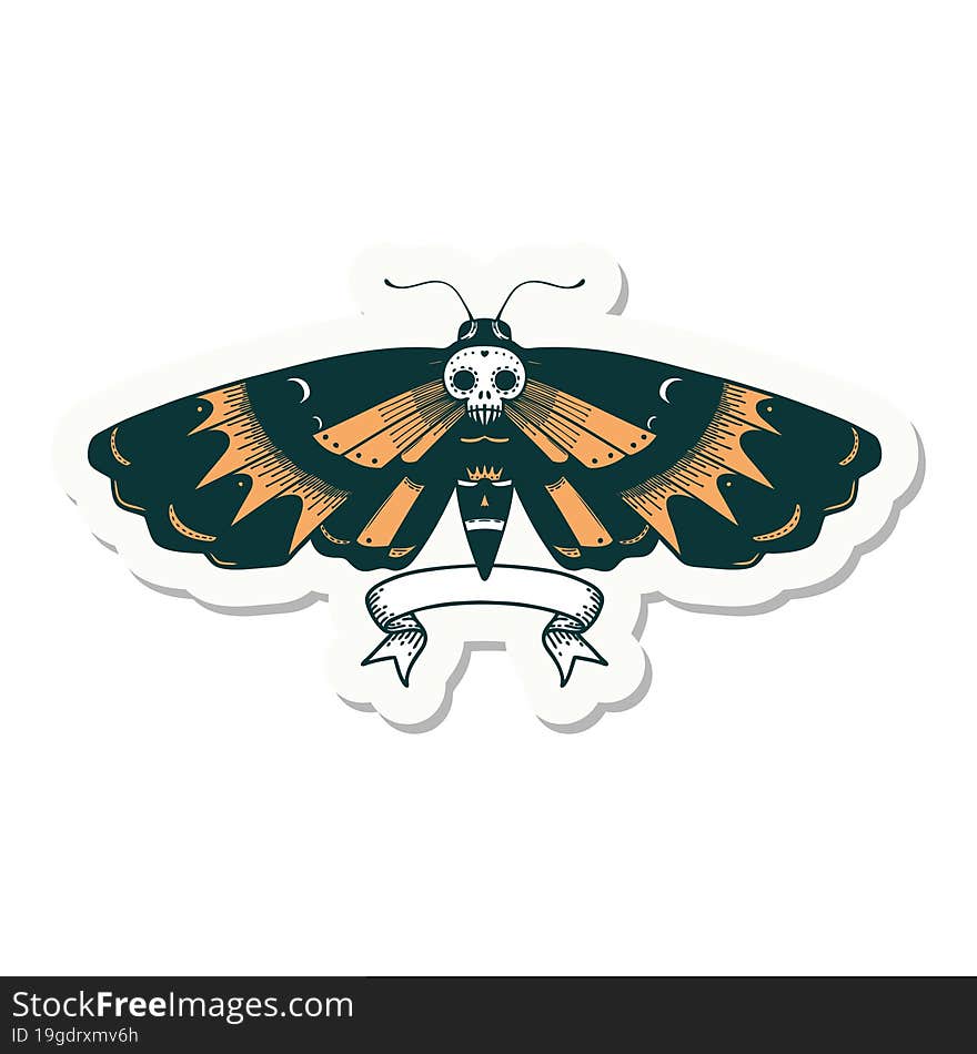 Tattoo Sticker With Banner Of A Deaths Head Moth