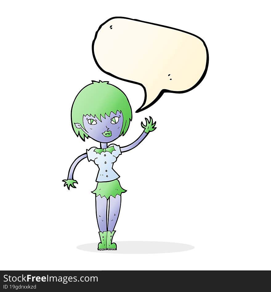 cartoon vampire girl with speech bubble