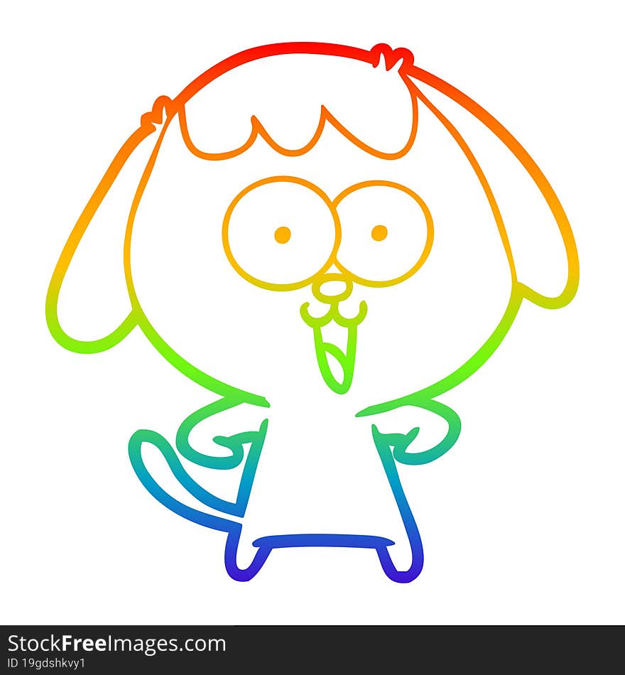 rainbow gradient line drawing of a cute cartoon dog