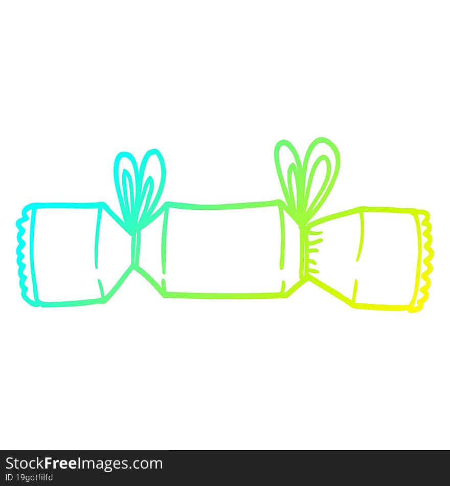 cold gradient line drawing cartoon xmas cracker