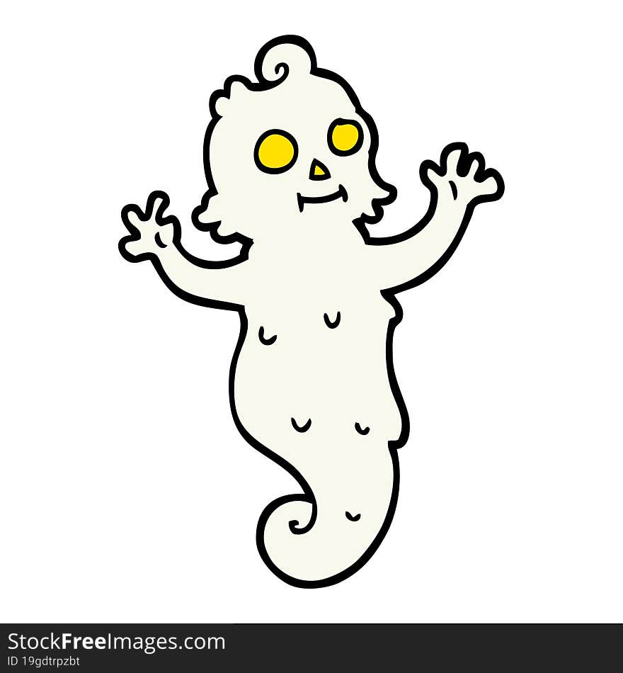 Hand Drawn Doodle Style Cartoon Spooky Ghost