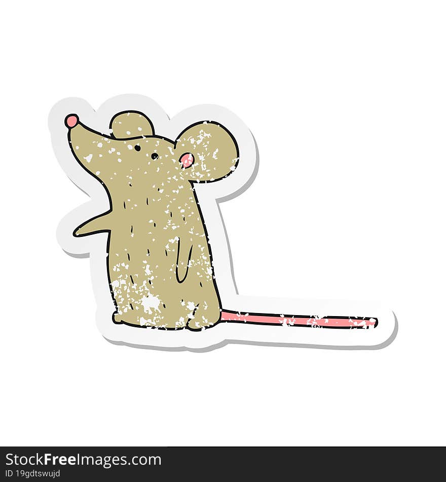 Retro Distressed Sticker Of A Cartoon Mouse