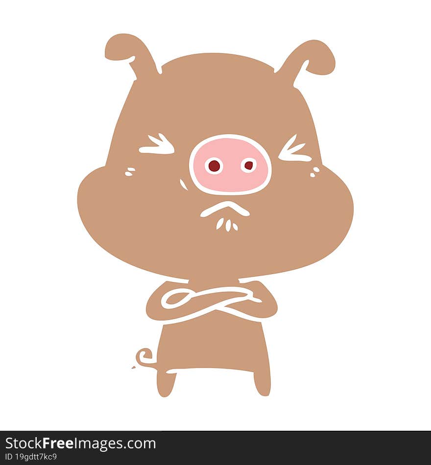 flat color style cartoon grumpy pig