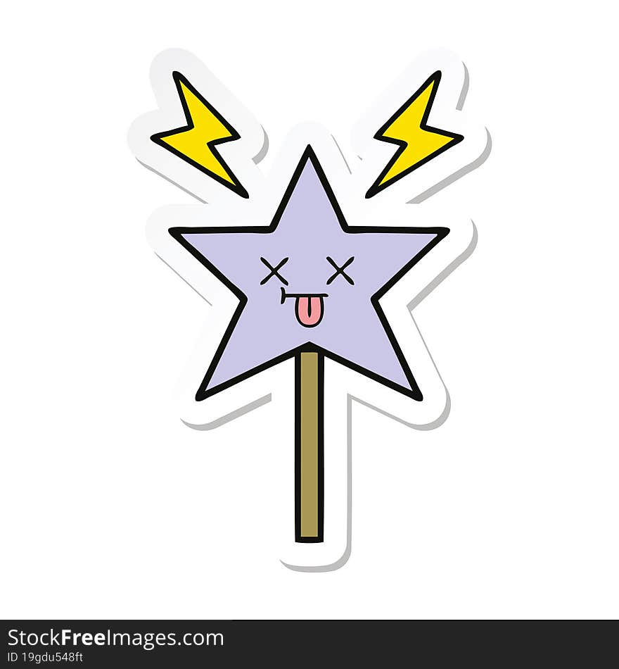 Sticker Of A Cute Cartoon Magic Wand