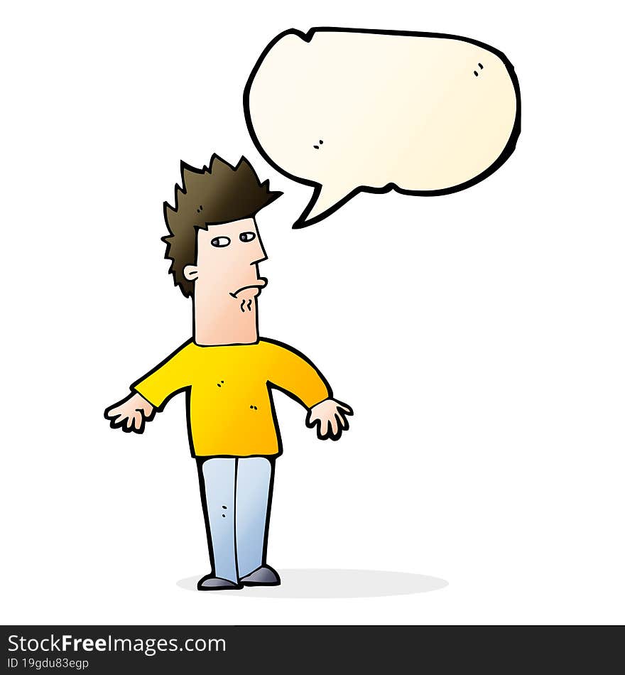 cartoon worried man with speech bubble