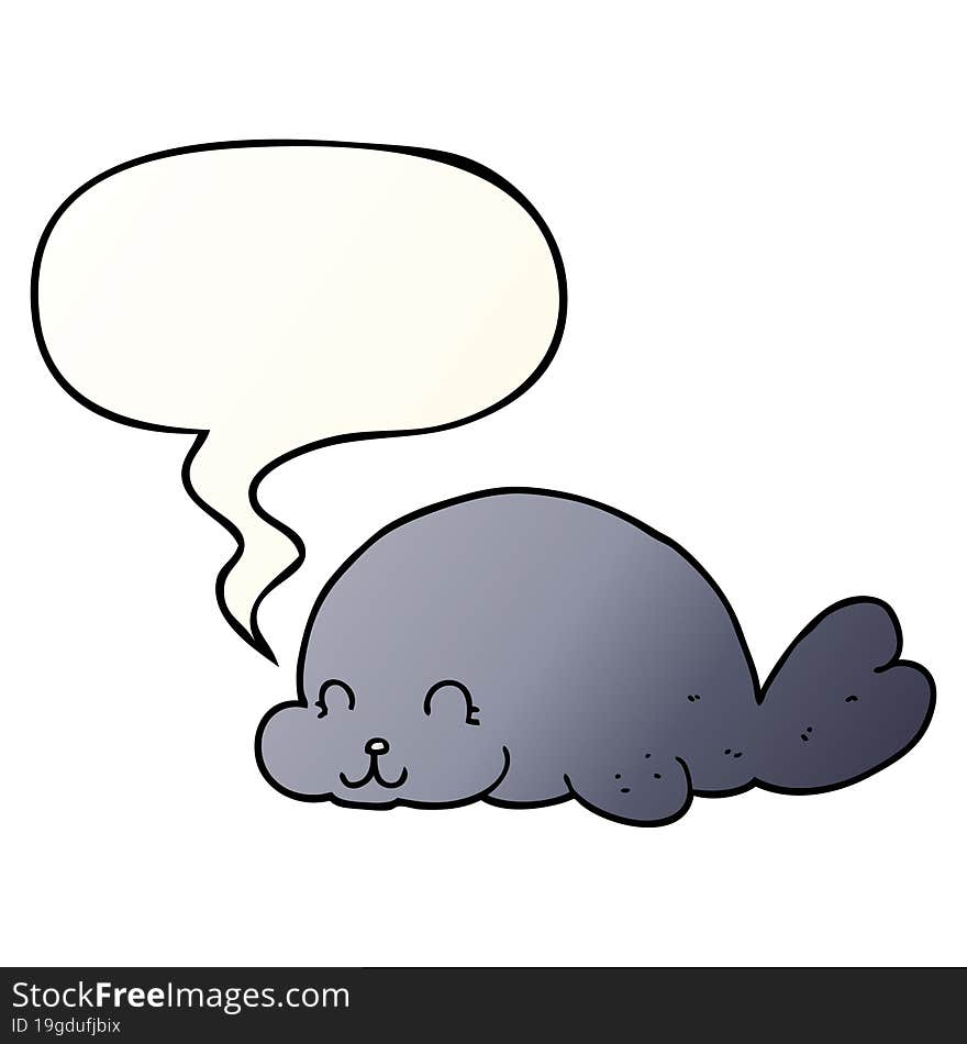 cute cartoon seal and speech bubble in smooth gradient style