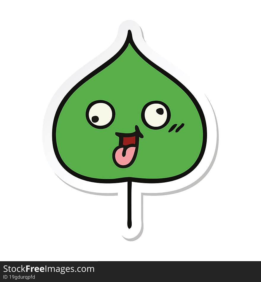 sticker of a cute cartoon expressional leaf