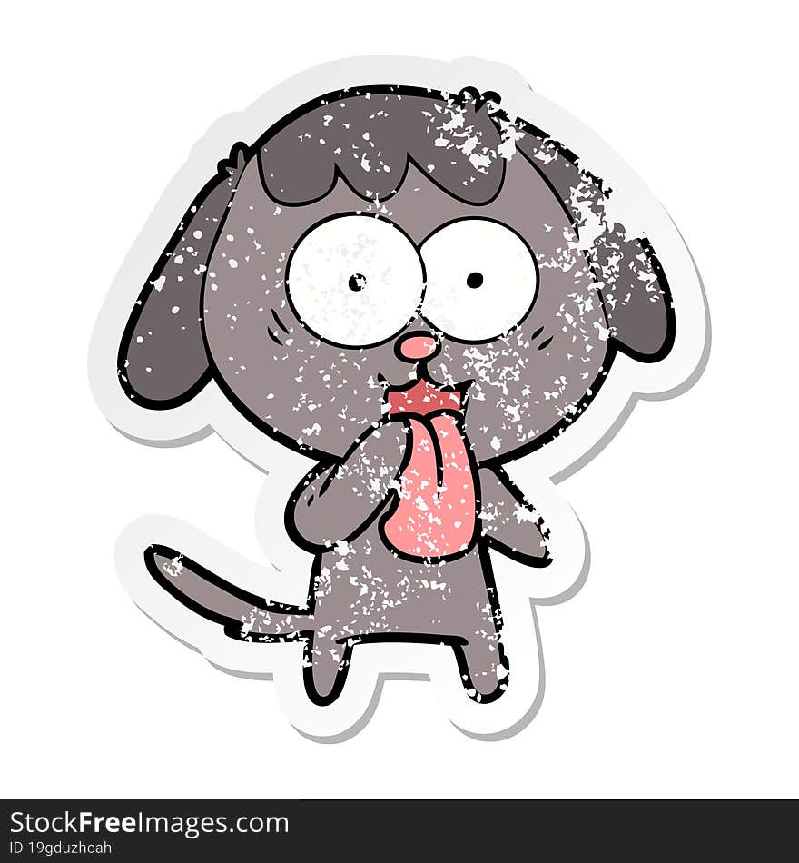 Distressed Sticker Of A Cute Cartoon Dog