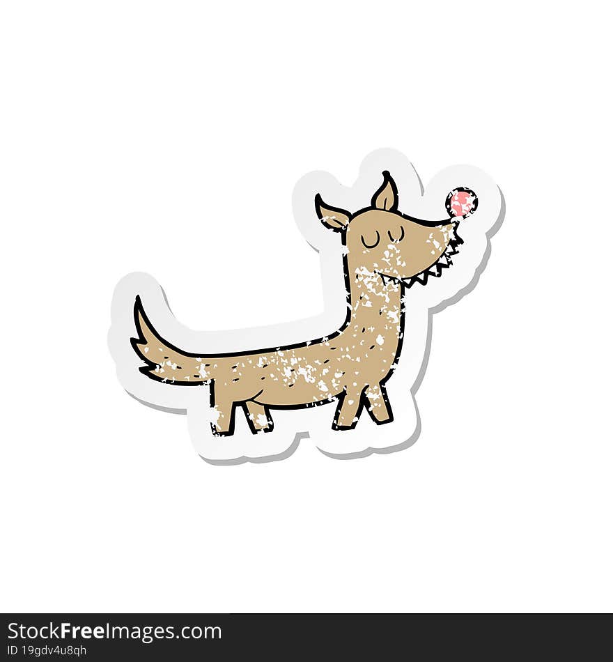 retro distressed sticker of a cartoon dog