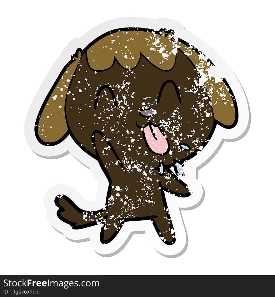 Distressed Sticker Of A Cute Cartoon Dog