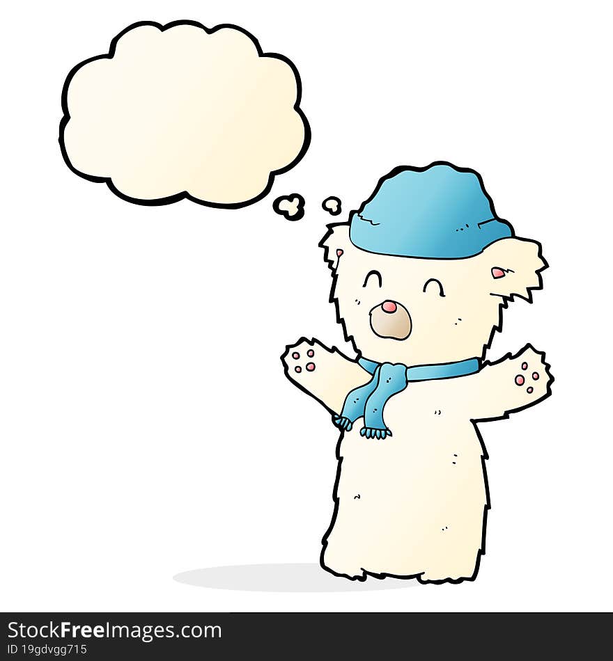 cartoon cute polar bear with thought bubble