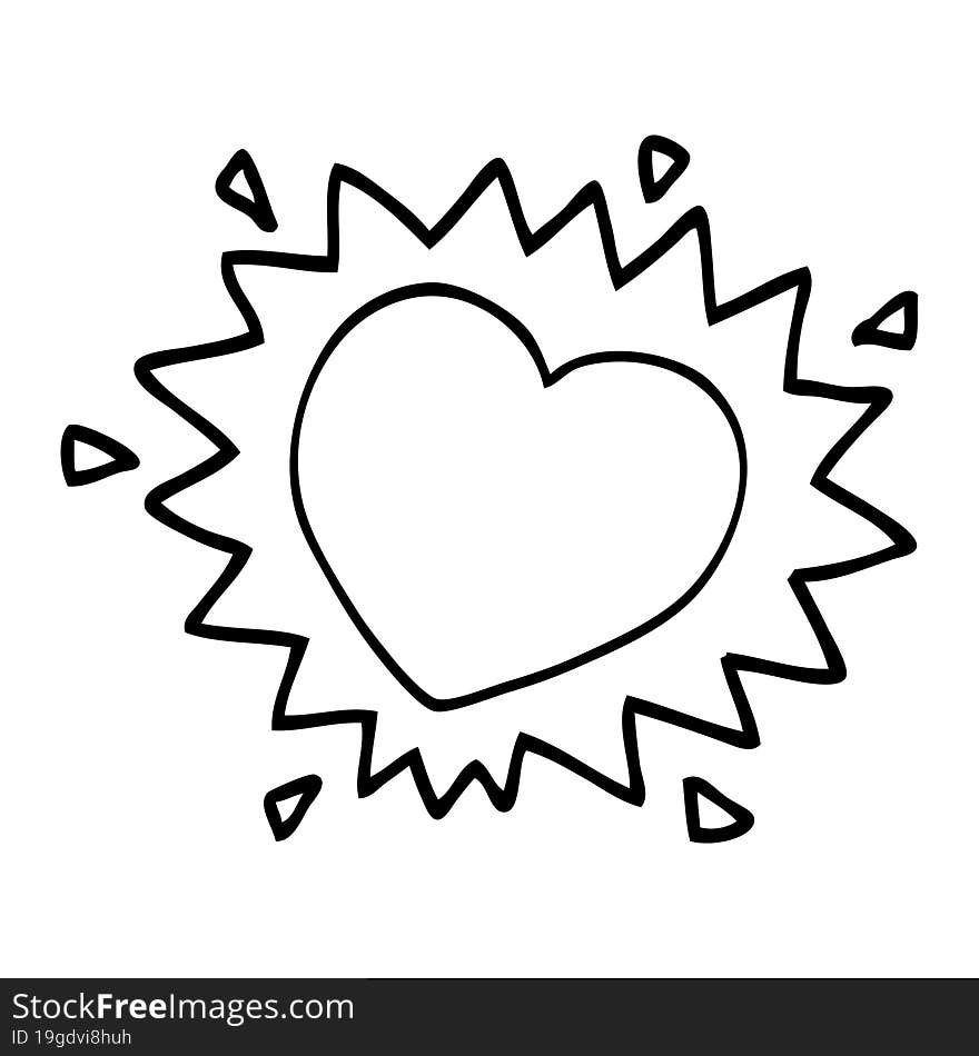 line drawing cartoon flaming heart