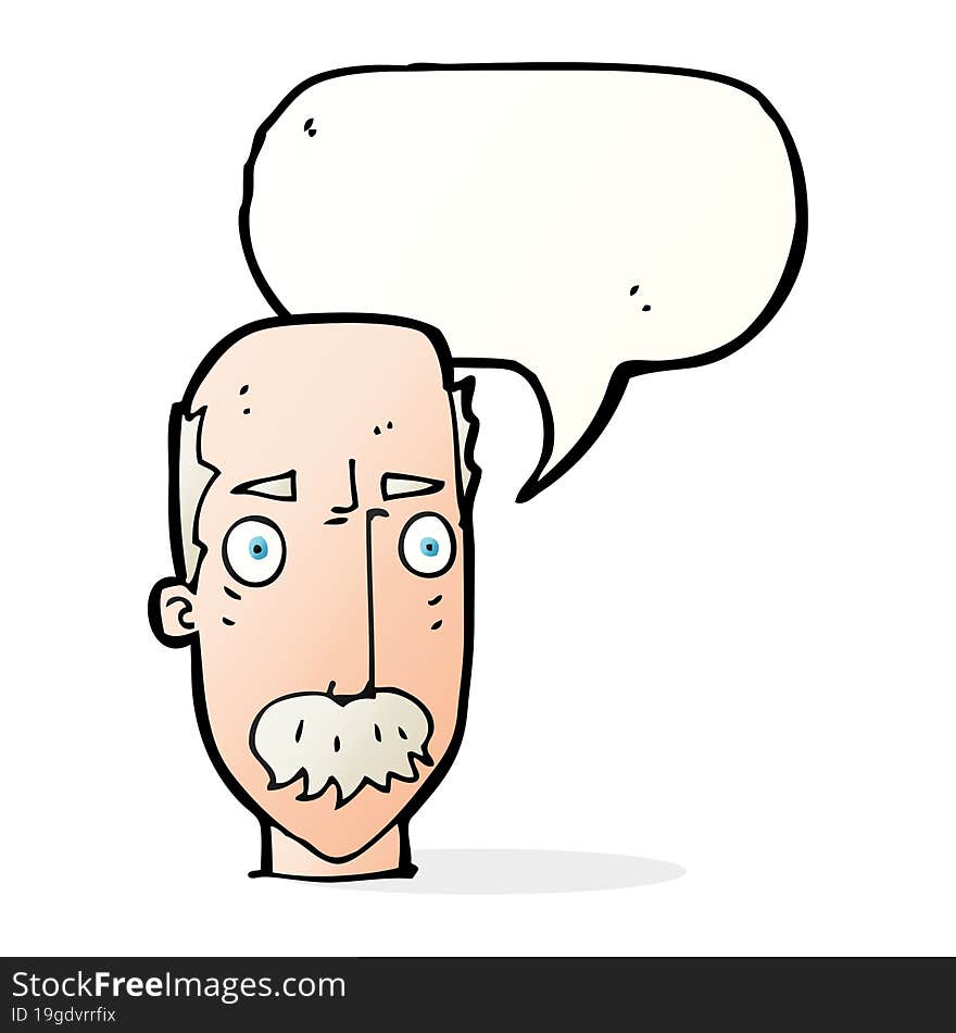 Cartoon Annoyed Old Man With Speech Bubble