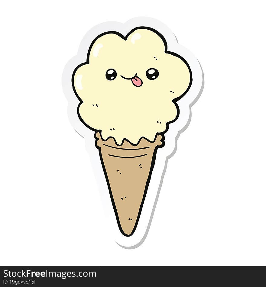 sticker of a cartoon ice cream