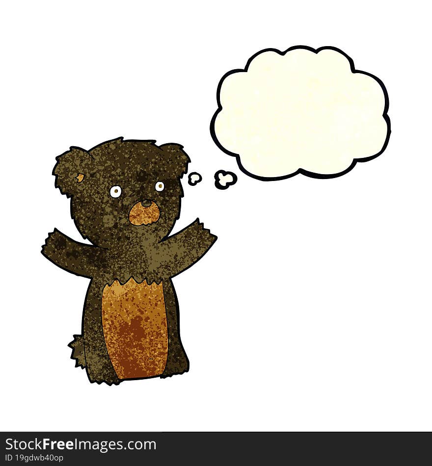 cartoon black bear cub with thought bubble