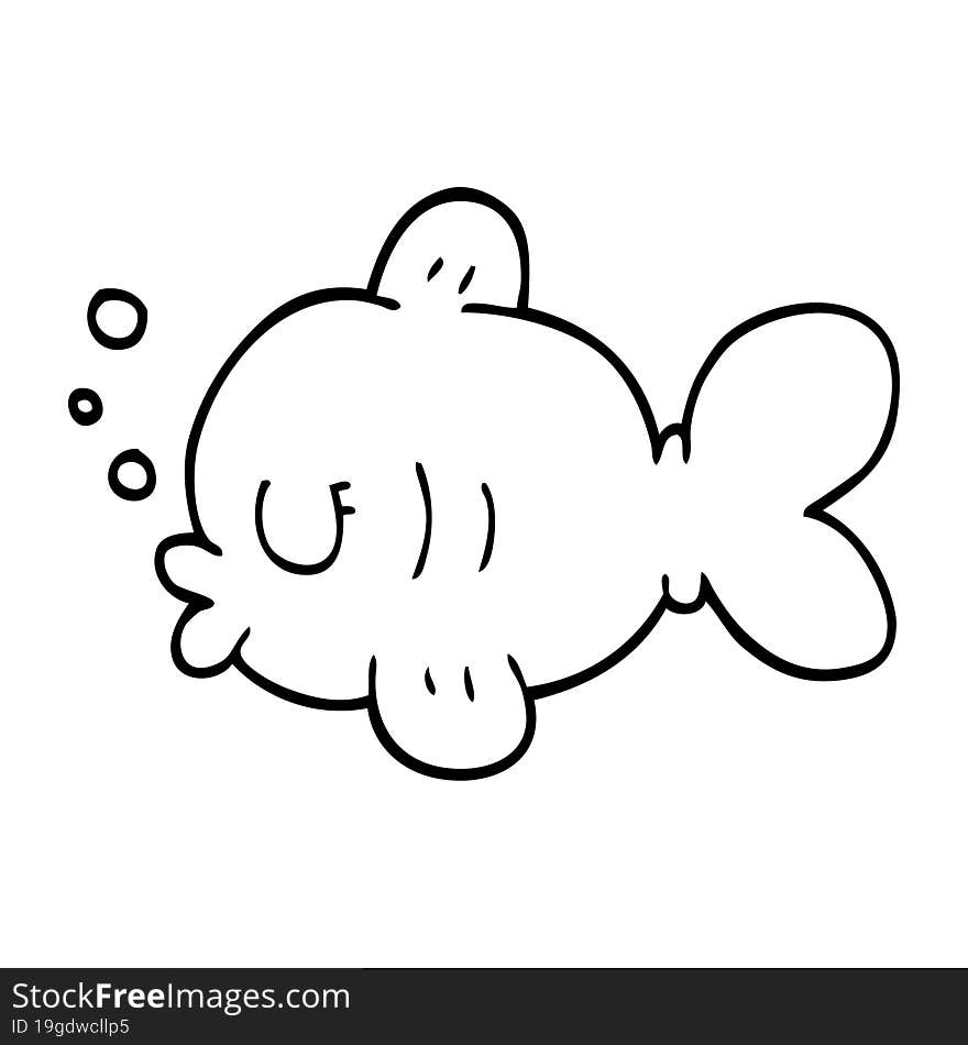 line drawing cartoon fish swimming