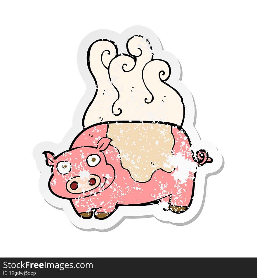 retro distressed sticker of a cartoon pig