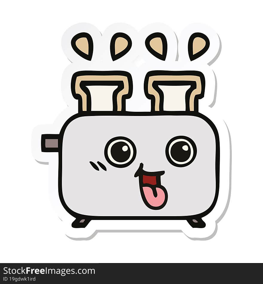 Sticker Of A Cute Cartoon Of A Toaster