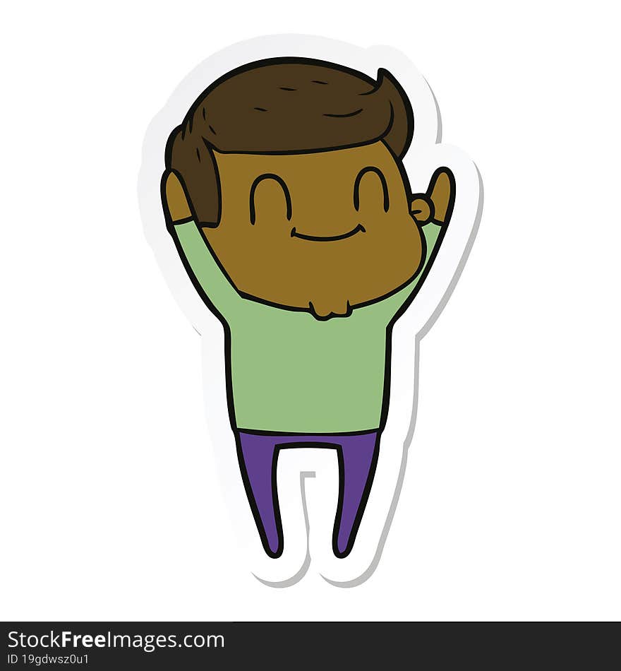 sticker of a cartoon friendly man