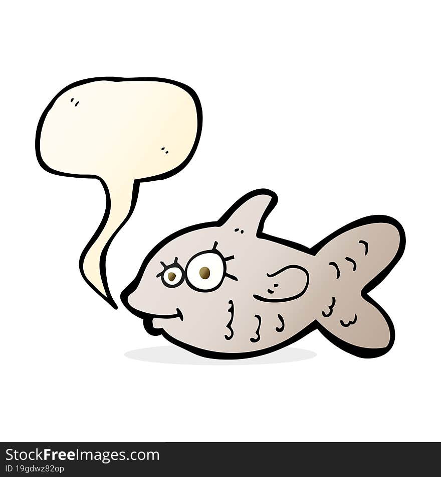 Cartoon Happy Goldfish With Speech Bubble