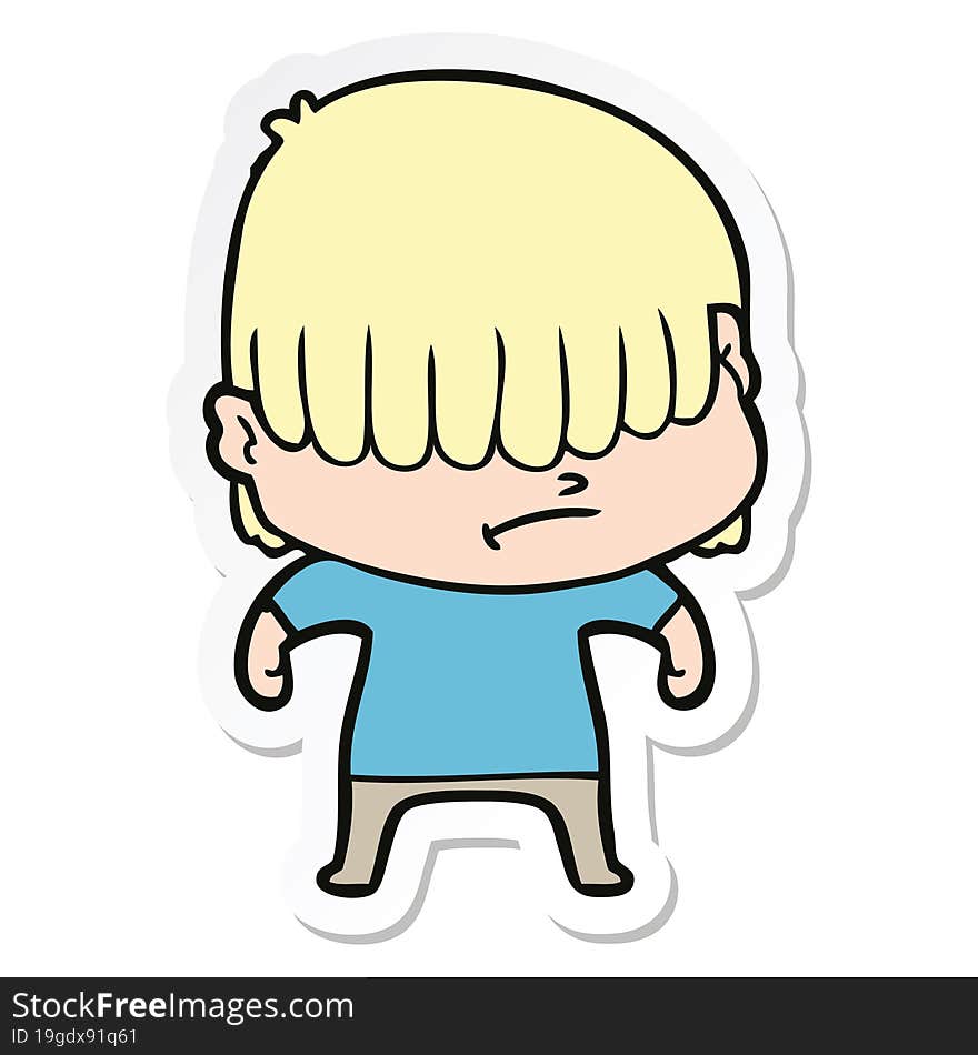 sticker of a cartoon boy with untidy hair