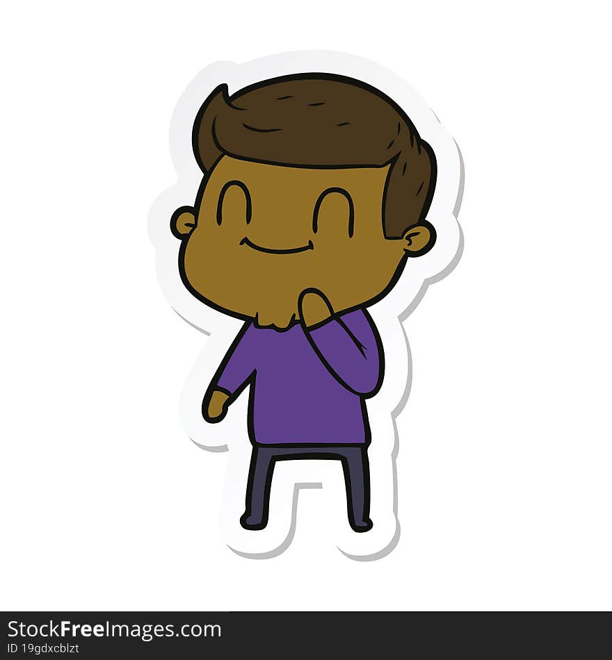 Sticker Of A Cartoon Friendly Man