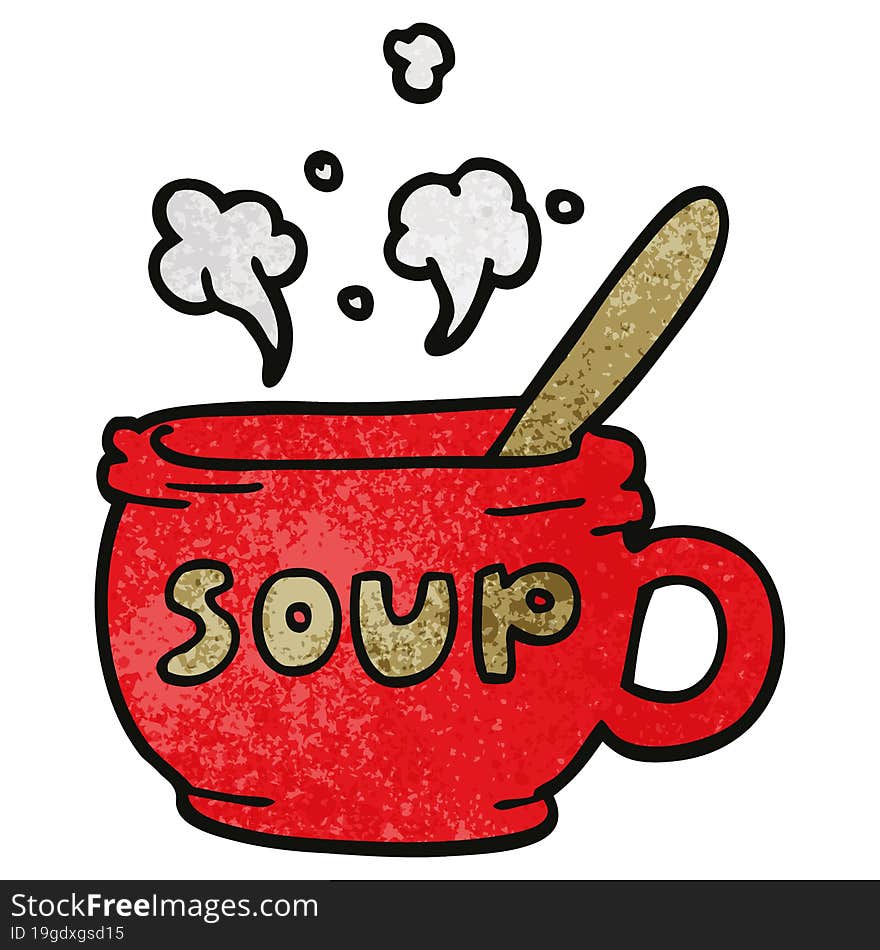 cartoon doodle of hot soup