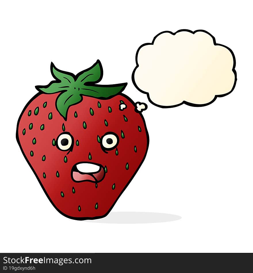 Cartoon Strawberry With Thought Bubble