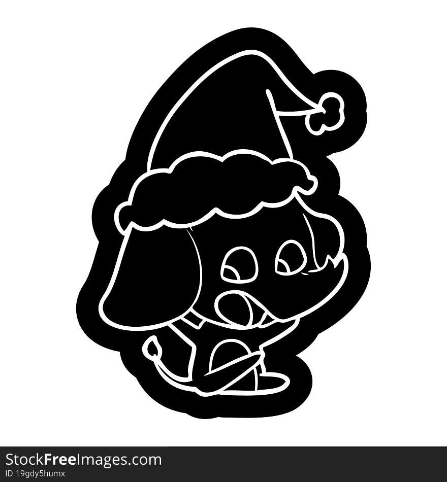 Cute Cartoon Icon Of A Elephant Wearing Santa Hat