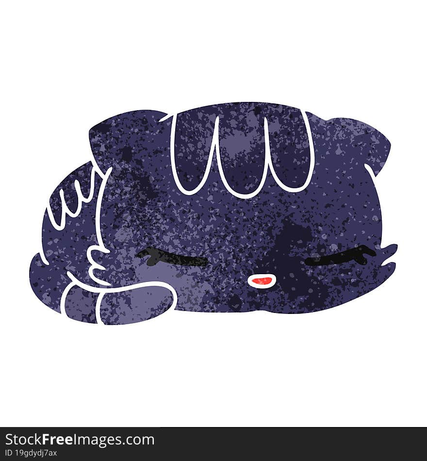 retro cartoon kawaii cute sleeping kitten