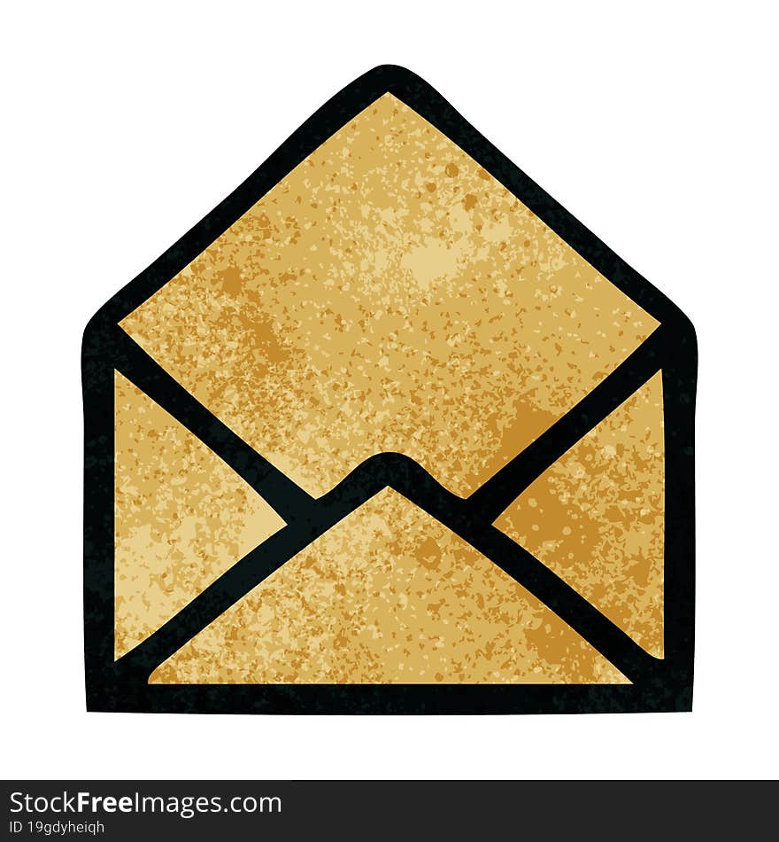 retro grunge texture cartoon of a paper envelope