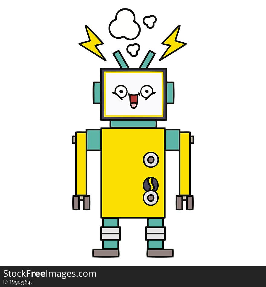 Cute Cartoon Happy Robot