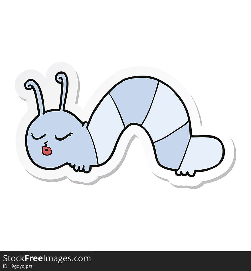 sticker of a cartoon caterpillar