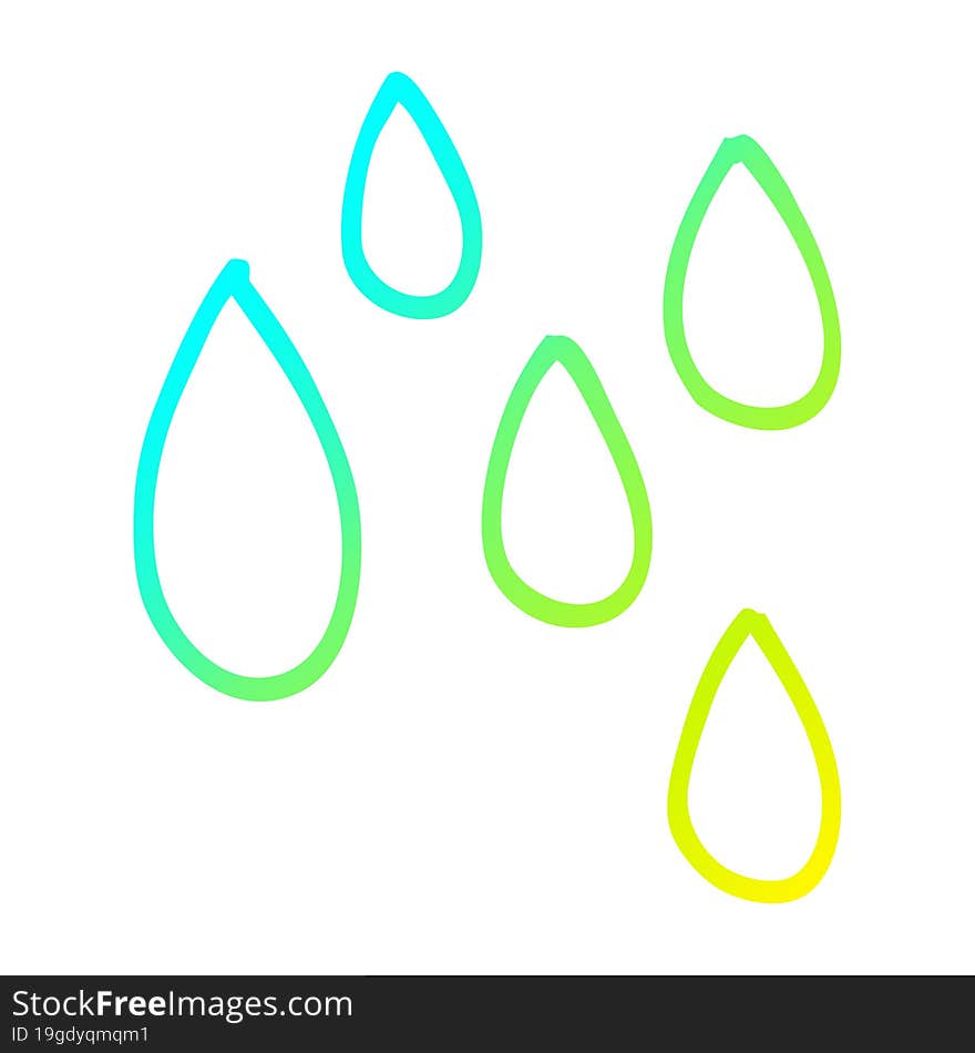 cold gradient line drawing cartoon rain drop