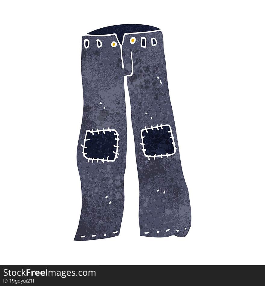 Cartoon Patched Old Jeans